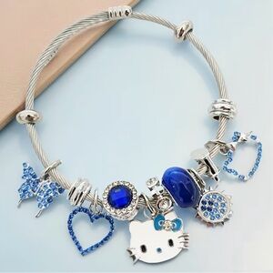 New Silver and blue hello kitty charm bracelet